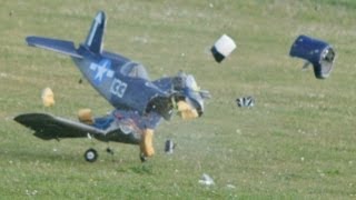 RC PLANE CRASH  CM PRO 90 F4U CORSAIR AILERONS REVERSED  SUPER TIGRE 2000  MARK AT HDMFC  2011 [upl. by Beall618]