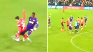 Luton player sent off for horror twofooted tackle just 36 seconds after coming on as substitute [upl. by Clough]