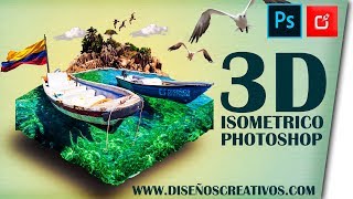 🔴 COMO hacer paisaje 3D isométrico en PHOTOSHOP 3D [upl. by Ailito60]