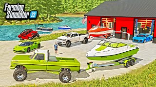 BUILDING A MILLIONDOLLAR LAKE HOUSE CUSTOM BOAT RAMP amp DOCK  FARMING SIMULATOR 22 [upl. by Malca]