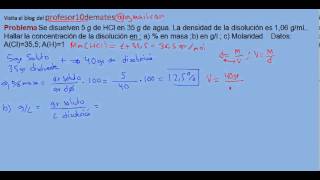 Ejercicios y problemas resueltos de disoluciones 12 [upl. by Thibaut]