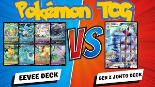 Can my Gen 2 Johto Deck Beat an Eevee Evolutions Deck [upl. by Adaynek188]