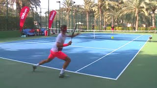 Roger Federer Training in Dubai Court Level View Full Tennis Practice in HD [upl. by Esenahs513]