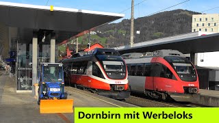 Bahnhof Dornbirn mit Werbelok am Railjet amp 🍺Werbelok am Güterzug [upl. by Butler]