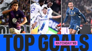 Les PLUS BEAUX BUTS de la 10ème journée  Ligue 1 McDonalds 2425 [upl. by Eeliak]