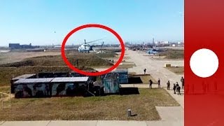 Video Ukrainian pilots escape with aircraft as troops take over air base [upl. by Eniluqaj]