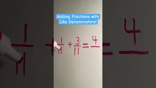 Adding Fractions with Like Denominators Example [upl. by Assenab366]