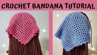 Easy Crochet BandanaHead scarf Tutorial  Beginner Tutorials [upl. by Eronel]