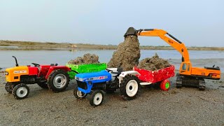 Two JCB3DX And JCB5CX Backhoe Loading New Sonalika 60 and Powertrac Tractor Trolley Fully Loading [upl. by Onailil]