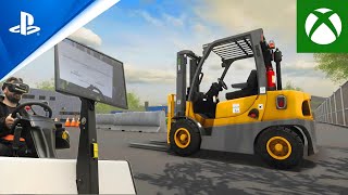 Kann man im VR Simulator Gabelstapler Fahren lernen 🤔🚜 Gut und realistisch gemacht 👍 [upl. by Hceicjow]