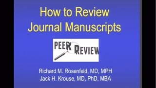 How to Review Journal Manuscripts [upl. by Gillman]