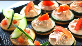 HOMEMADE FITA CRACKER CANAPE WITH CUCUMBER TUNA SALAD SPREAD RECIPE  Easy to make Appetizer [upl. by Ameehsat]