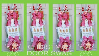 CHRISTMAS GINGERBREAD amp PEPPERMINT YARDSTICK DOOR SWAG WREATH TUTORIAL 🎄EASY TO MAKE NEW 2023🎄 [upl. by Rask911]