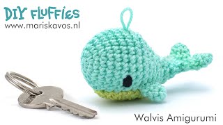 Walvis knuffel amigurumi haakpatroon sleutelhanger haken  Nederlands [upl. by Akemet]