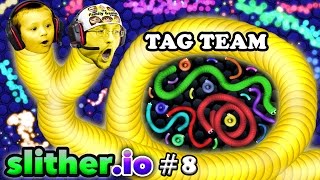 SLITHERio 8 EAT MY DOTS QUICK Father amp Son Tag Team FGTEEV Duddy amp Chase Multiplayer Server [upl. by Llennod991]