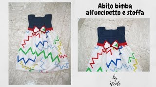 Abito bimba alluncinetto e stoffa da 3  7 anni Crochet baby dress [upl. by Ainitsirc952]