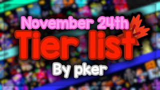 YBA NOVEMBER 24TH TIER LIST NEW [upl. by Drarig]