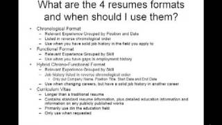 How to Make a Resume  What are the 4 resumes formats and when should I use them [upl. by Stephanus]