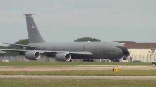 Aborted takeoff and takeoff USAF KC135R on Mildenhall 15072016 [upl. by Esinej576]