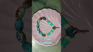 Sea clay beads with key charm braceleteasycraft diy claybeadbraceletideas bracelet [upl. by Haidebez]