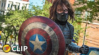 Captain America vs Winter Soldier  Highway Fight Scene  Captain America The Winter Soldier 2014 [upl. by Holland]