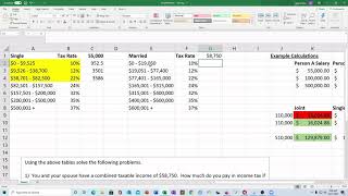 MAT 109  Single vs Married Tax Brackets [upl. by Llennahs444]