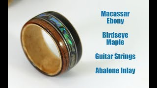 How To Make A Bent Wood Ring With Guitar Strings And Abalone Inlay [upl. by Leraj]