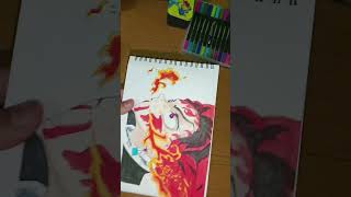 Drawing tanjiro fire breath 🔥 anime animeslayer [upl. by Durtschi338]