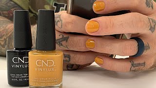 Manicure w CND Vinylux quotCandle Lightquot aka Flaming Mustard [upl. by Libby497]