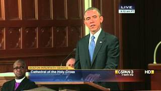 President Obama Remarks at Boston Marathon Interfaith Service CSPAN [upl. by Kirre361]