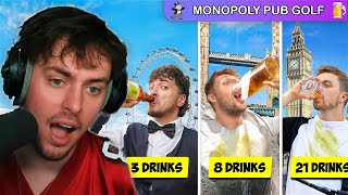 Reacting to YOUTUBE MONOPOLY PUB GOLF [upl. by Audwin]