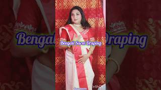 Bengali Traditional Saree Draping makeup shorts durgapuja sareedraping bengalisaree [upl. by Ahsitauq]