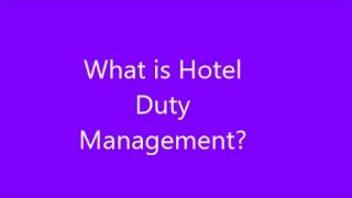 What is a Hotel Duty manager [upl. by Aissela]