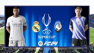 Real Madrid vs Atalanta BC  UEFA SUPER CUP 2024  Ft Kylian Mbappe  2024 Full Match 4K  FC 24 [upl. by Guntar386]