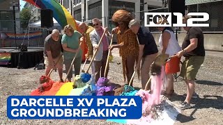 Portlanders celebrate Pride break ground on Darcelle XV Plaza [upl. by Erin]