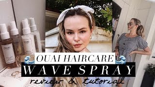 OUAI HAIRCARE WAVE SPRAY TUTORIAL  REVIEW  6 STEP HEATLESS WAVES [upl. by Yedorb15]