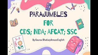 Parajumbles   Rules to Solve   CDS  NDA AFCAT  Competitive Exam Prep Gaurav Bhatia [upl. by Dave578]