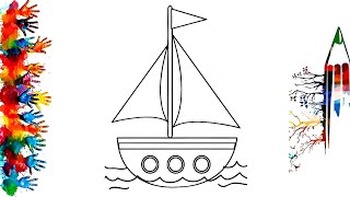 How to Draw a Boat  Boat Drawing Easy Step by Step For Kids and Toddlers  Ship Drawing [upl. by Nylcsoj194]