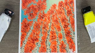 Autumn Birch Tree Painting for Beginners  Acrylic Painting for Beginners [upl. by Trawets]