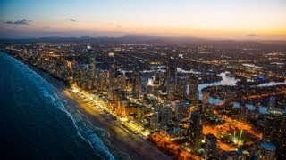 Night Aerial video of Surfers Paradise on the Gold Coast [upl. by Kramnhoj]