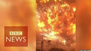 Tianjin explosion video captures fear of eyewitnesses  BBC News [upl. by Teraj]