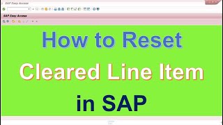 How to Reset Cleared Items in SAP [upl. by Richmound]