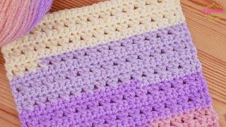 EASY Crochet Stitch For Blankets  Crossed Trebles 2 Row Repeat amp Perfect Edges [upl. by Drofhsa810]