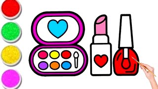 How to draw Makeup kit for kids and toddlers Easy drawing tutorialEasy Art Ideas [upl. by Nellahs]