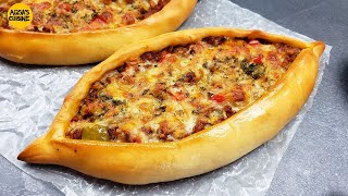 Turkish Pide Recipe With Mince Turkish Pizza by Aqsas Cuisine Turkish PideTurkish Fatayer Pizza [upl. by Funk]