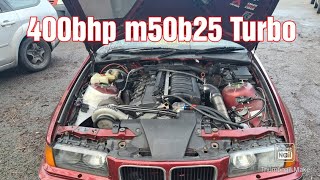 Turbo E36 M50B25 BMW m50b25 turbo 400bhp at the wheels [upl. by Berga]