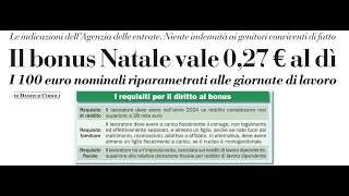 Il bonus Natale vale 027 centesimi di euro al giorno da ItaliaOggi dell11 ottobre 2024 [upl. by Inalej]