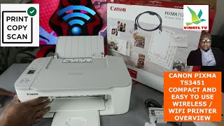 CANON PIXMA TS3451 COMPACT AND EASY TO USE WIRELESS  WIFI PRINTER OVERVIEW [upl. by Bihas487]