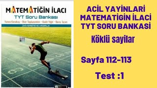 ACİL YAYINLARI MATEMATİGİN İLACİ TYT SORU BANKASİ Köklü sayılar test1 [upl. by Burck]