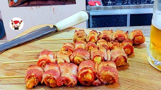 Como Fazer Espetinho de Frango e Bacon Churrasco Perfeito [upl. by Alisa]